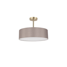 Baymont Antique Brass 3 Light E27 Semi Flush Fixture, With 45cm x 15cm Faux Silk Shade, Grey - thumbnail 5
