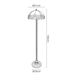 Worcester 2 Light Stepped Design Floor Lamp E27 With 40cm Tiffany Shade, Blue, Clear Crystal, Aged Antique Brass - thumbnail 2