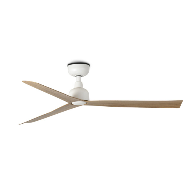 Marine 125cm Ceiling Fan Matt White, Oak Blades, IP44 - image 1