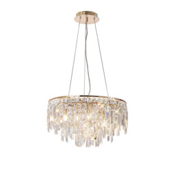 Maddison Pendant Round 6 Light G9 French Gold/Crystal