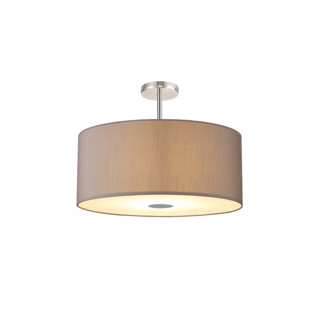 Baymont Polished Chrome 5 Light E27 Semi Flush Fixture With 60cm x 22cm Faux Silk Shade, Grey/White Laminate - image 1