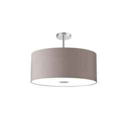 Baymont Polished Chrome 5 Light E27 Semi Flush Fixture With 60cm x 22cm Faux Silk Shade, Grey/White Laminate - thumbnail 5