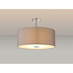 Baymont Polished Chrome 5 Light E27 Semi Flush Fixture With 60cm x 22cm Faux Silk Shade, Grey/White Laminate - thumbnail 2