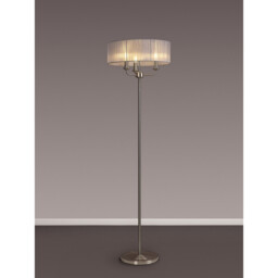 Banyan 3 Light Switched Floor Lamp With 45cm x 15cm Grey Organza Shade Satin Nickel/Grey - thumbnail 2