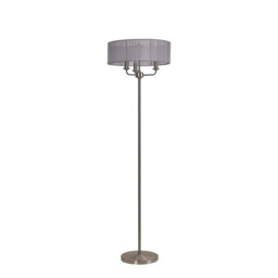 Banyan 3 Light Switched Floor Lamp With 45cm x 15cm Grey Organza Shade Satin Nickel/Grey - thumbnail 5