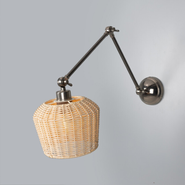 Manila Rattan Small Wall Light, Antique Silver - image 1