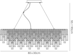 Maddison Ceiling Pendant Rectangular 6 Light Polished Chrome, Crystal - thumbnail 3