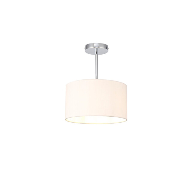 Baymont Polished Chrome E27 Semi Flush With 30cm x 17cm Dual Faux Silk Shade, Nude Beige/Moonlight - image 1