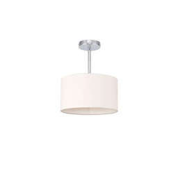 Baymont Polished Chrome E27 Semi Flush With 30cm x 17cm Dual Faux Silk Shade, Nude Beige/Moonlight - thumbnail 5