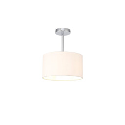 Baymont Polished Chrome E27 Semi Flush With 30cm x 17cm Dual Faux Silk Shade, Nude Beige/Moonlight