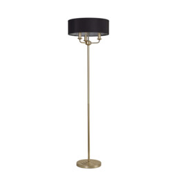 Banyan 3 Light Switched Floor Lamp With 45cm x 15cm Faux Silk Fabric Shade Champagne Gold/Black - thumbnail 5