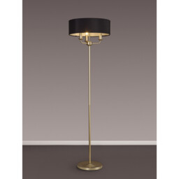 Banyan 3 Light Switched Floor Lamp With 45cm x 15cm Faux Silk Fabric Shade Champagne Gold/Black - thumbnail 2