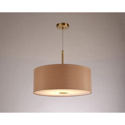 Baymont Antique Brass E27 Single Pendant With 50cm x 20cm Dual Faux Silk Shade, Antique Gold/Ruby - thumbnail 2