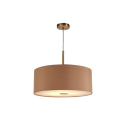 Baymont Antique Brass E27 Single Pendant With 50cm x 20cm Dual Faux Silk Shade, Antique Gold/Ruby - thumbnail 5