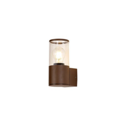 Kirkwood Outdoor Wall Lamp E27, IP54, Matt Brown, Clear - thumbnail 1