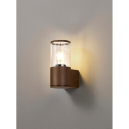 Kirkwood Outdoor Wall Lamp E27, IP54, Matt Brown, Clear - thumbnail 3