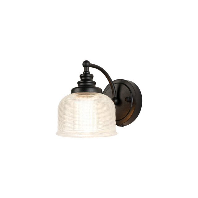 DeRuyter Switched Wall Light, 1 Light E27 Satin Black/Clear Glass - image 1