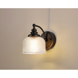 DeRuyter Switched Wall Light, 1 Light E27 Satin Black/Clear Glass - thumbnail 3