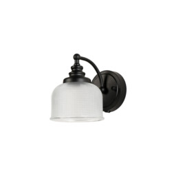 DeRuyter Switched Wall Light, 1 Light E27 Satin Black/Clear Glass - thumbnail 5