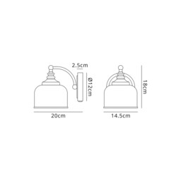 DeRuyter Switched Wall Light, 1 Light E27 Satin Black/Clear Glass - thumbnail 2