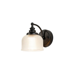 DeRuyter Switched Wall Light, 1 Light E27 Satin Black/Clear Glass - thumbnail 1
