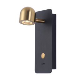 Zambelis Reading Wall Light Black Matt-Brass LED 3000K