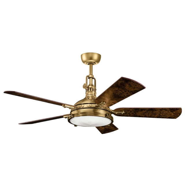 Hatteras Bay 142cm Ceiling Fan with Dimmable 3000K LED Light, Burnished Antique Brass, Remote Control - image 1