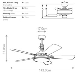 Hatteras Bay 142cm Ceiling Fan with Dimmable 3000K LED Light, Burnished Antique Brass, Remote Control - thumbnail 2