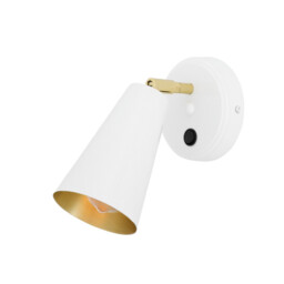 Cashel Wall Light, White, Brass Inner - thumbnail 1