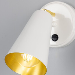 Cashel Wall Light, White, Brass Inner - thumbnail 5