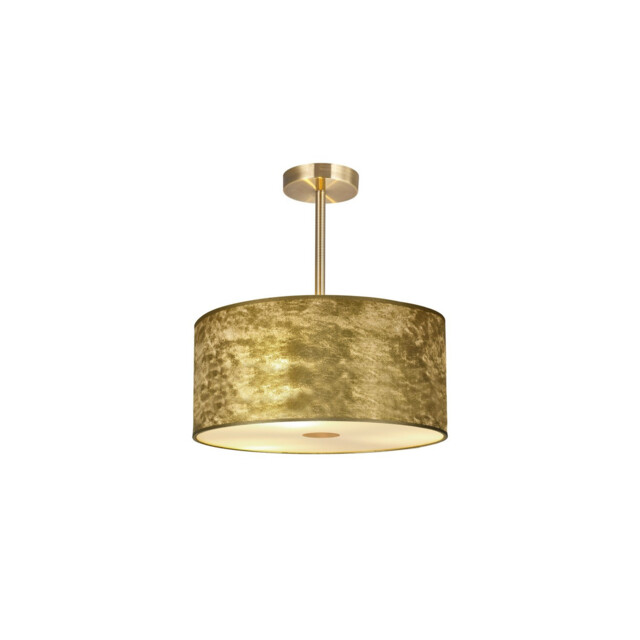 Baymont Antique Brass 3 Light E27 Semi Flush Fixture With 40cm x 18cm Gold Leaf Shade - image 1