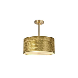 Baymont Antique Brass 3 Light E27 Semi Flush Fixture With 40cm x 18cm Gold Leaf Shade