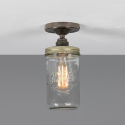 Jam Jar Flush Ceiling Light, Antique Silver