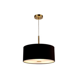 Baymont Antique Brass 3 Light E27 Single Pendant With 40cm x 18cm Dual Faux Silk Shade, Black/Green Olive - thumbnail 5