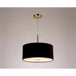 Baymont Antique Brass 3 Light E27 Single Pendant With 40cm x 18cm Dual Faux Silk Shade, Black/Green Olive - thumbnail 2
