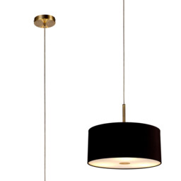 Baymont Antique Brass 3 Light E27 Single Pendant With 40cm x 18cm Dual Faux Silk Shade, Black/Green Olive