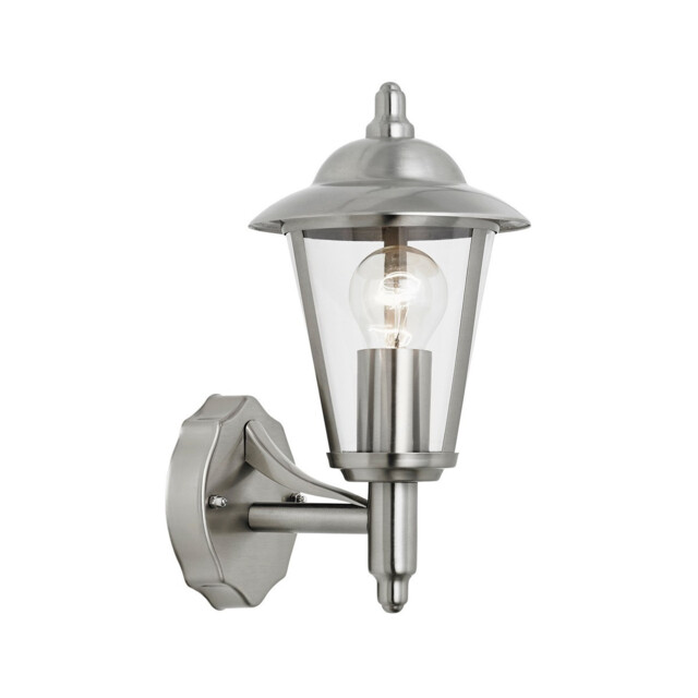 Klien 1 Light Outdoor Up Wall Lantern Polished Stainless Steel, Clear Polycarbonate IP44, E27 - image 1
