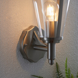Klien 1 Light Outdoor Up Wall Lantern Polished Stainless Steel, Clear Polycarbonate IP44, E27 - thumbnail 5