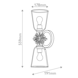 Staring Wall Lamp Contemporary Distressed Gold, Glass Shades 2x E27 - thumbnail 3