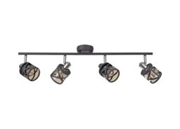 Burlington 4 Bar Light Spotlight E14, Matt Grey, Polished Chrome, Cognac - thumbnail 3