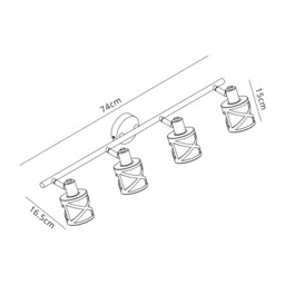 Burlington 4 Bar Light Spotlight E14, Matt Grey, Polished Chrome, Cognac - thumbnail 2