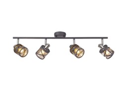 Burlington 4 Bar Light Spotlight E14, Matt Grey, Polished Chrome, Cognac - thumbnail 1