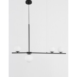 Impero 4 Light Bar Pendant Ceiling Light White Frosted Glass Black Metal LED G9 - thumbnail 3