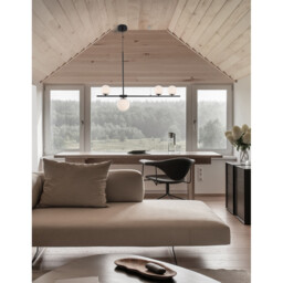 Impero 4 Light Bar Pendant Ceiling Light White Frosted Glass Black Metal LED G9 - thumbnail 2