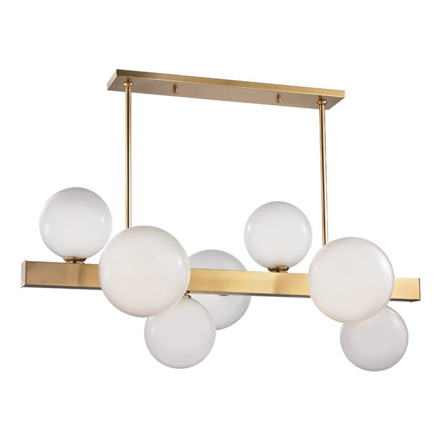 Hinsdale 7 Light Island Brass, Glass