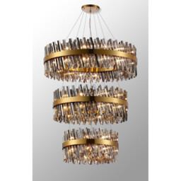 Lysander 3 Tier 60cm + 80cm + 1m Pendant, 18 + 24 + 32 Light G9, Brass/Smoke Item Weight: 70kg - thumbnail 3