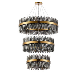 Lysander 3 Tier 60cm + 80cm + 1m Pendant, 18 + 24 + 32 Light G9, Brass/Smoke Item Weight: 70kg - thumbnail 5