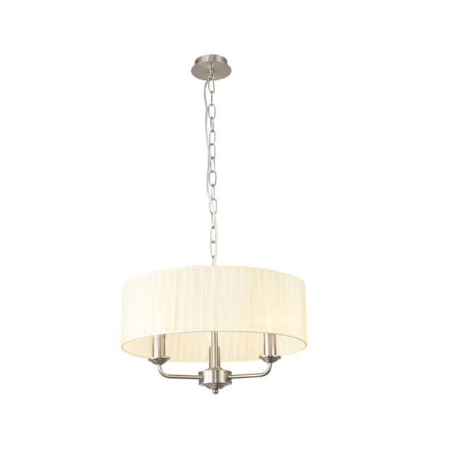 Banyan 3 Light Multi Arm Pendant With 45cm x 15cm Organza Shade Satin Nickel/Cream - image 1