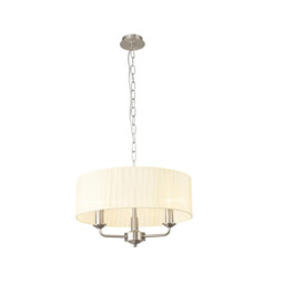 Banyan 3 Light Multi Arm Pendant With 45cm x 15cm Organza Shade Satin Nickel/Cream