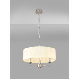 Banyan 3 Light Multi Arm Pendant With 45cm x 15cm Organza Shade Satin Nickel/Cream - thumbnail 2